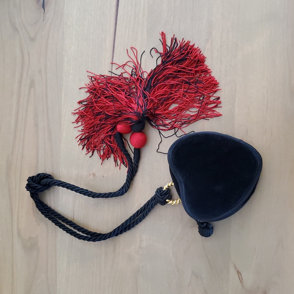 Rare Henri Bendel Velvet Heart Shaped Bag with Silk Tassels